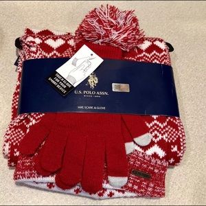 Polo hat, gloves & scarf set
